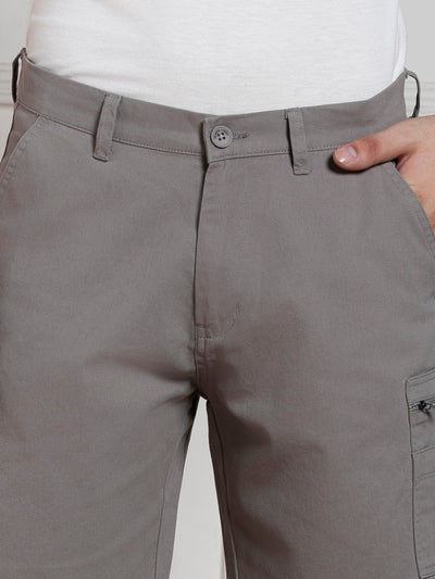 Men's Mid grey Relaxed Fit Mid-Rise Solid Casual Shorts