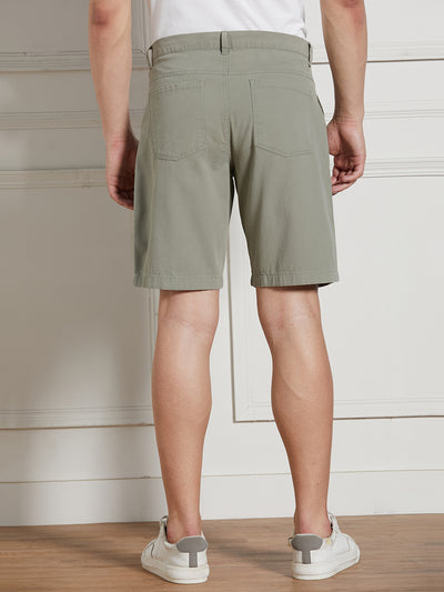 Men's Sage Green Solid Relaxed Fit Shorts