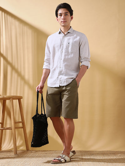 Men Solid Regular Fit Casual Knee Length Cotton Shorts