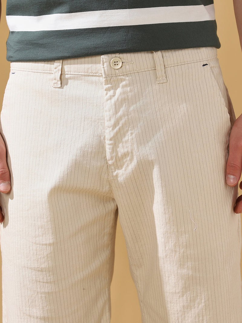 Men's Cotton Striped Regular Fit Knee length Shorts