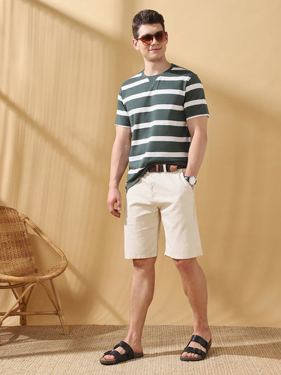 Men's Cotton Striped Regular Fit Knee length Shorts