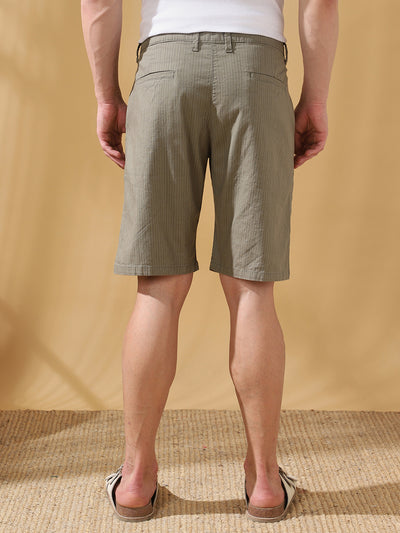 Men Cotton Striped Regular Fit Knee length Shorts