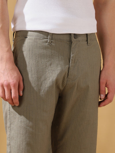 Men Cotton Striped Regular Fit Knee length Shorts