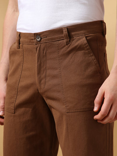 Men's Brown Solid Casual Shorts