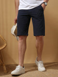 Men's Navy Solid Casual Shorts