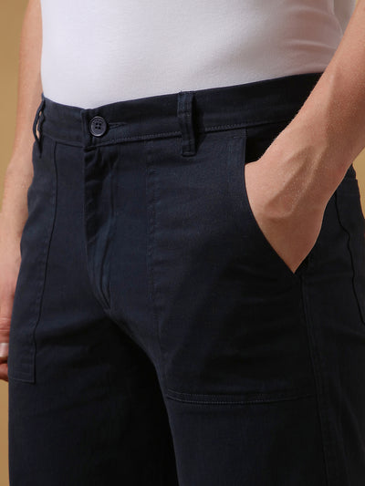 Men's Navy Solid Casual Shorts