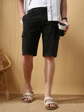 Men's Black Solid Casual Cargo Shorts
