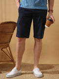 Men's Navy Solid Casual Cargo Shorts