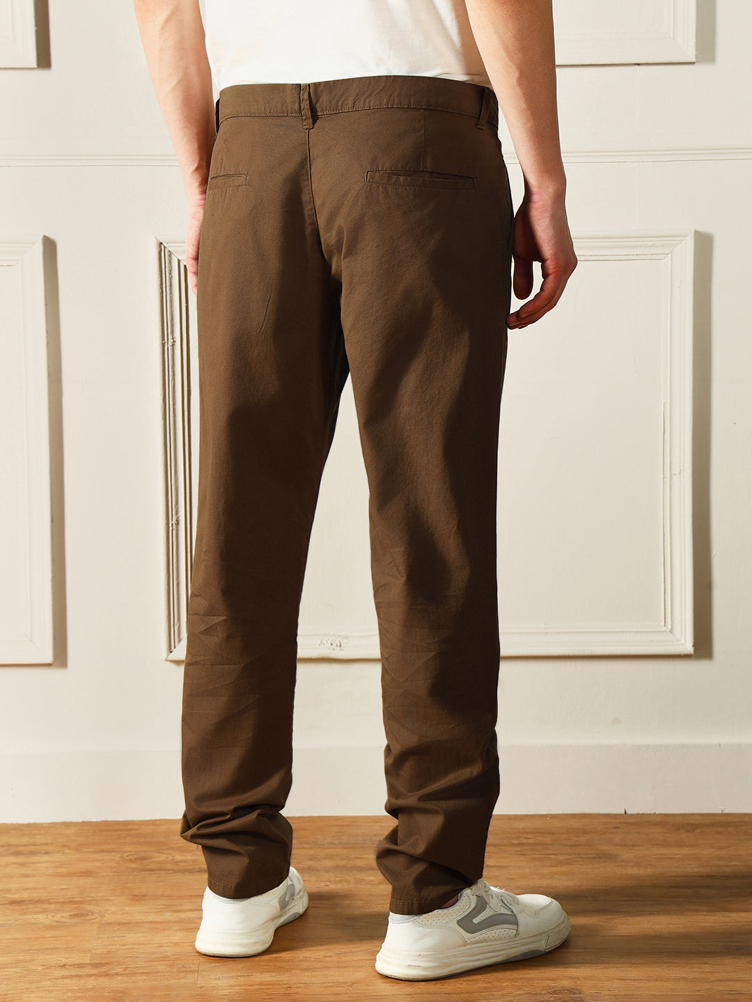 Men's Dark Khaki Solid Chinos
