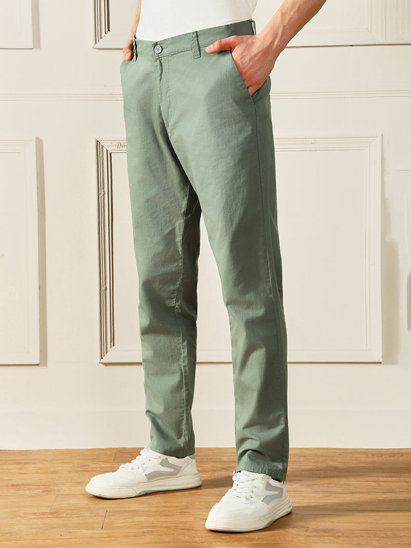 Dennis Lingo Men's Moss Green Solid Chinos