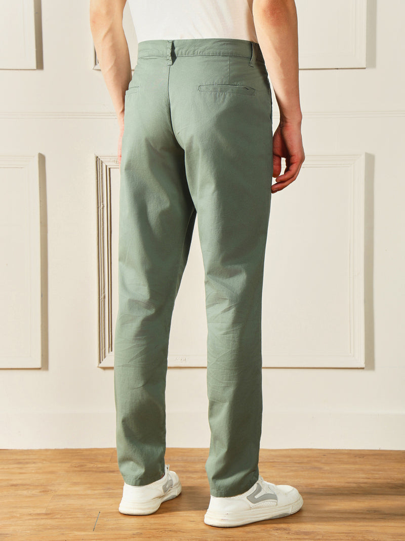 Dennis Lingo Men's Moss Green Solid Chinos