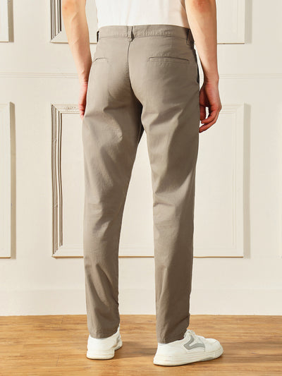 Men's Mid Khaki Solid Chinos