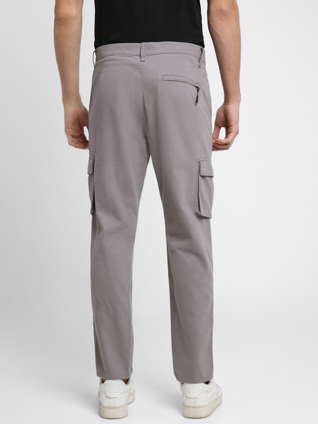 Men's Graphite Grey Solid Cargo trousers