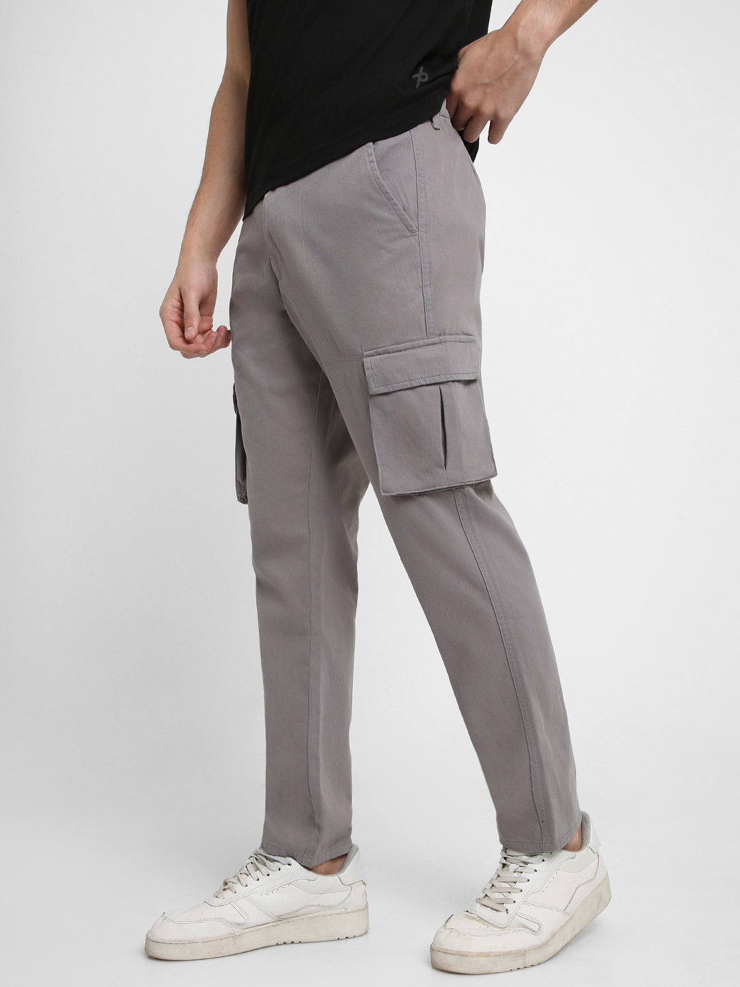 Men's Graphite Grey Solid Cargo trousers