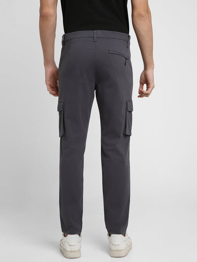 Men's Steel Grey Solid Cargo trousers
