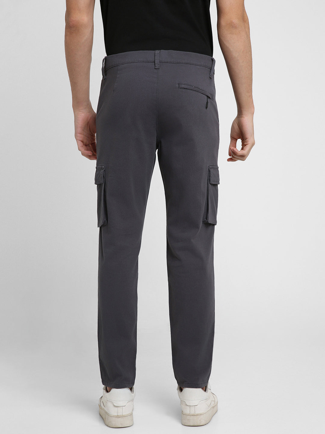 Men's Steel Grey Solid Cargo trousers