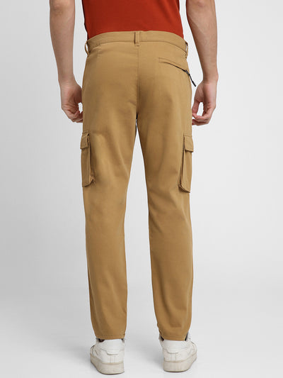 Men's Khaki Solid Cargo trousers