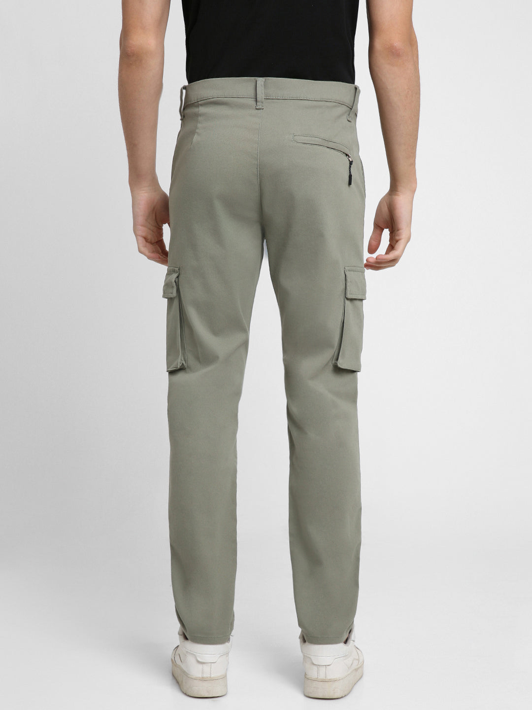Men's Sage Green Solid Cargo trousers