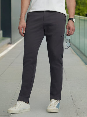 Men Solid Straight Fit Chinos Trousers