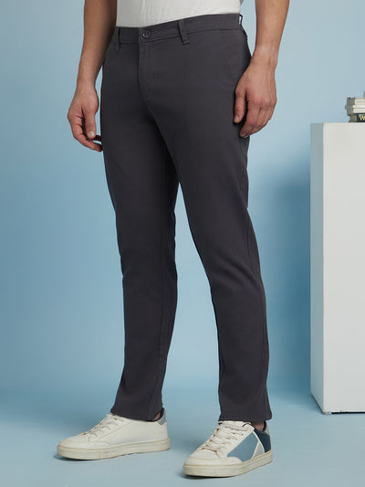 Men Solid Straight Fit Chinos Trousers