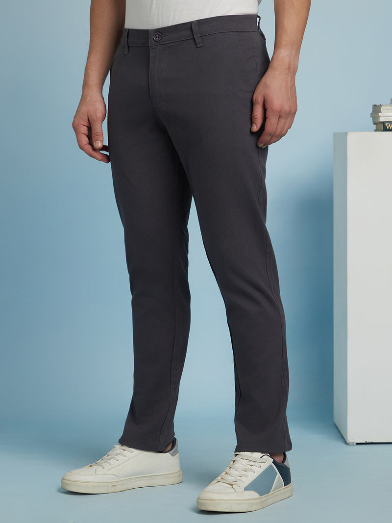 Men Solid Straight Fit Chinos Trousers