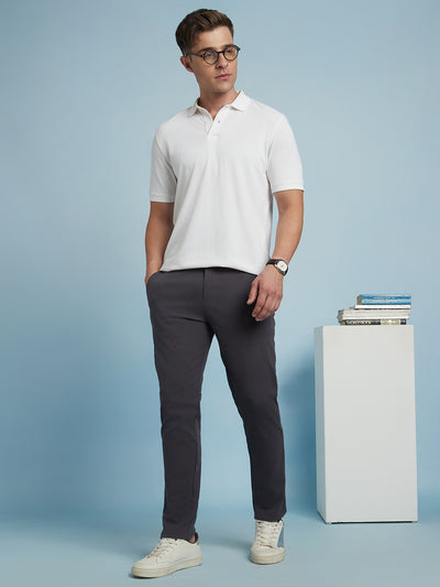Men Solid Straight Fit Chinos Trousers