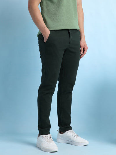 Men Solid Straight Fit Chinos Trousers