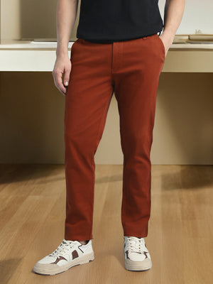 Men Solid Straight Fit Chinos Trousers