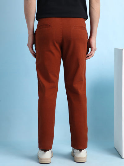 Men Solid Straight Fit Chinos Trousers