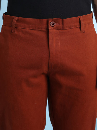 Men Solid Straight Fit Chinos Trousers