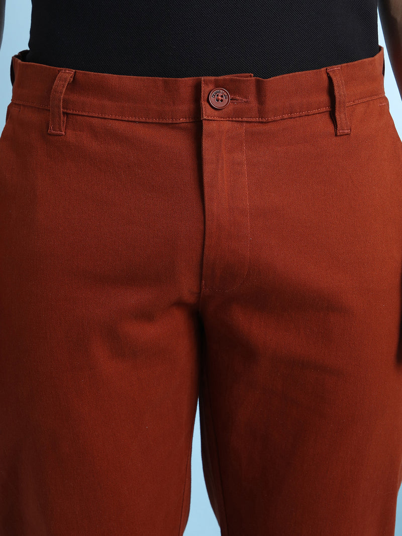 Men Solid Straight Fit Chinos Trousers