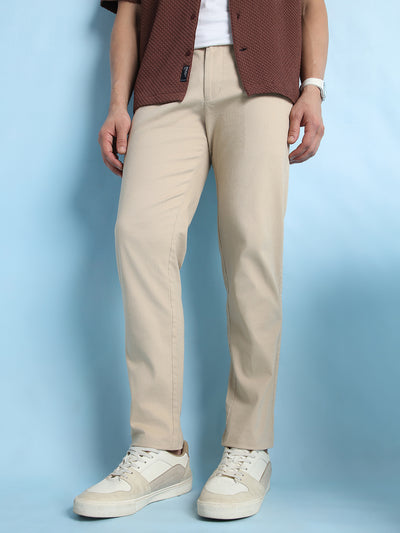 Men Solid Straight Fit Chinos Trousers