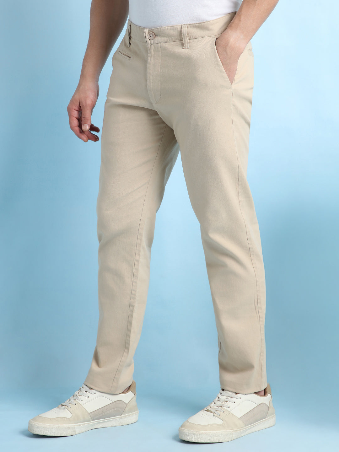 Men's Solid Straight Fit Chinos Trousers