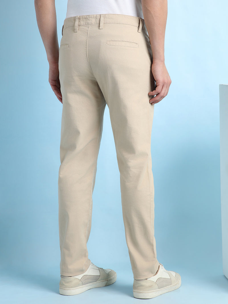 Men Solid Straight Fit Chinos Trousers