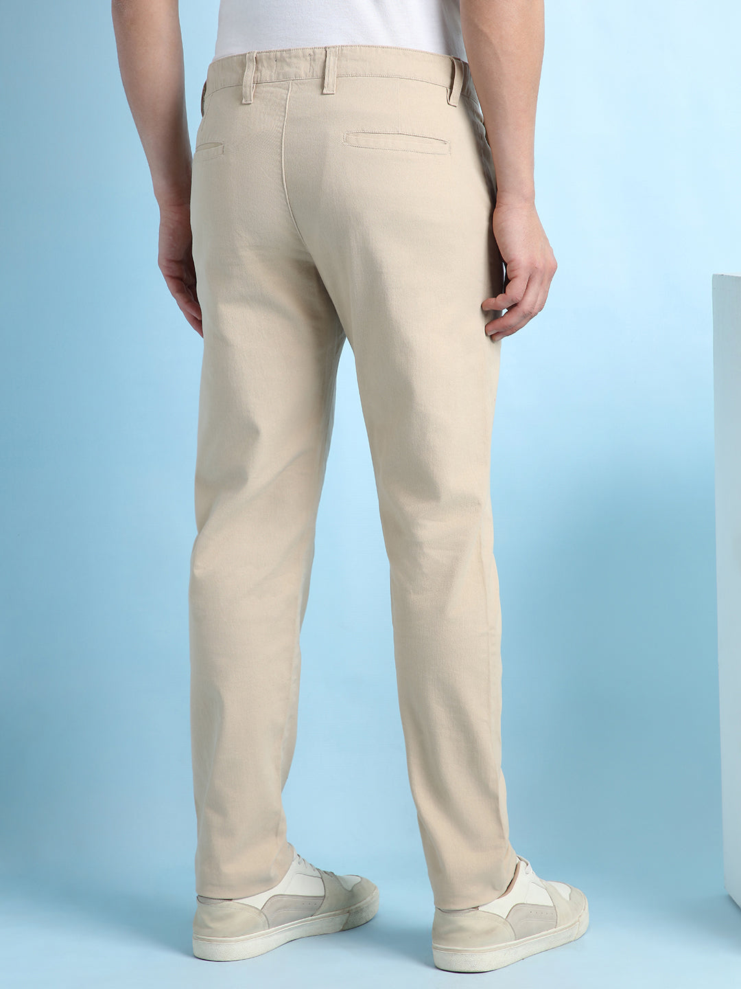 Men Solid Straight Fit Chinos Trousers