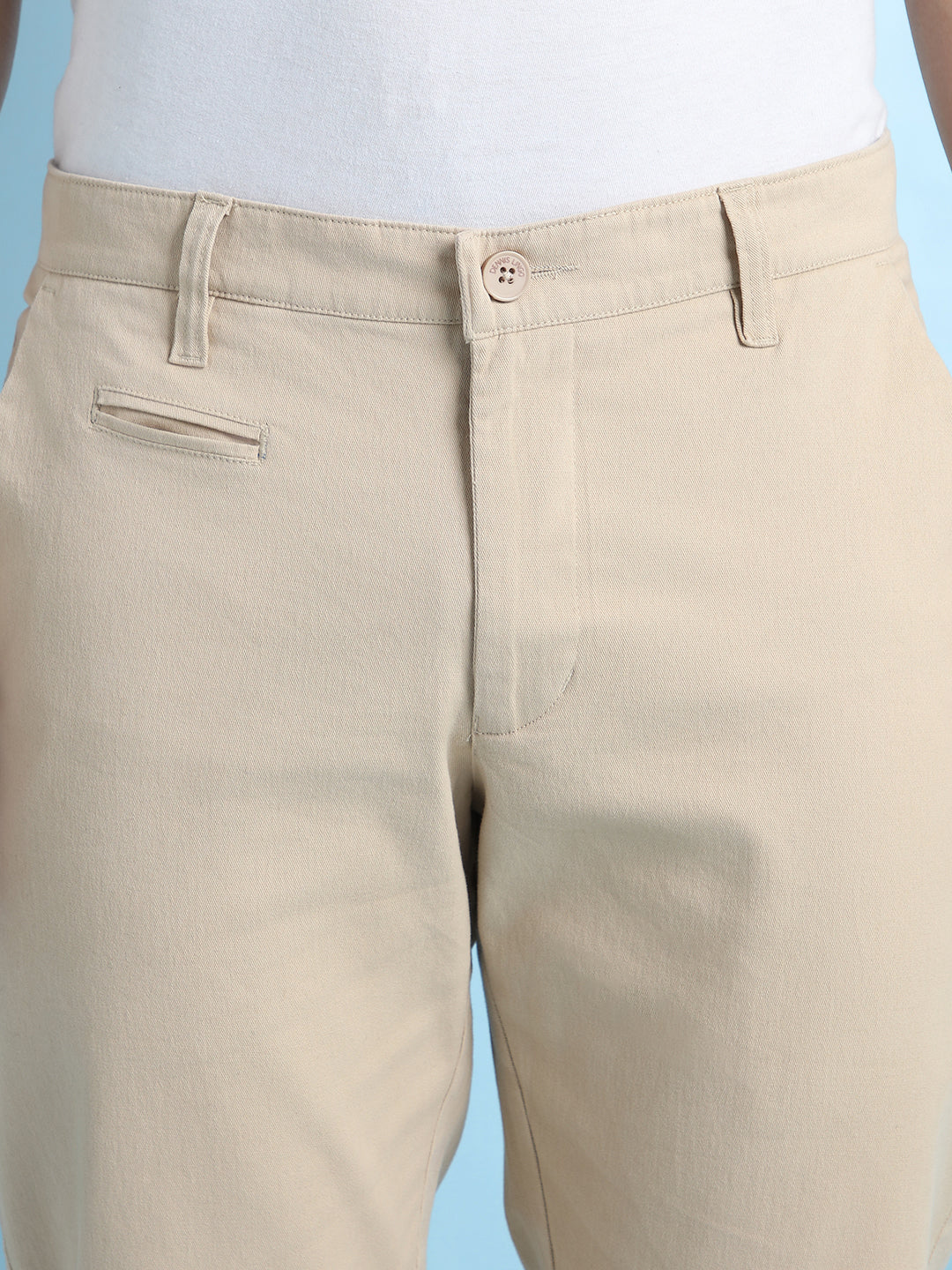 Men Solid Straight Fit Chinos Trousers
