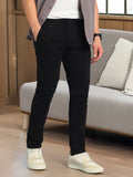 Men Black Solid Straight Fit Chinos