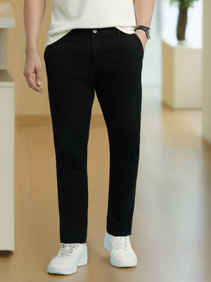 Men Black Straight Fit Chinos Trousers