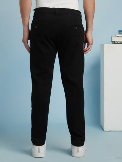 Men Black Straight Fit Chinos Trousers