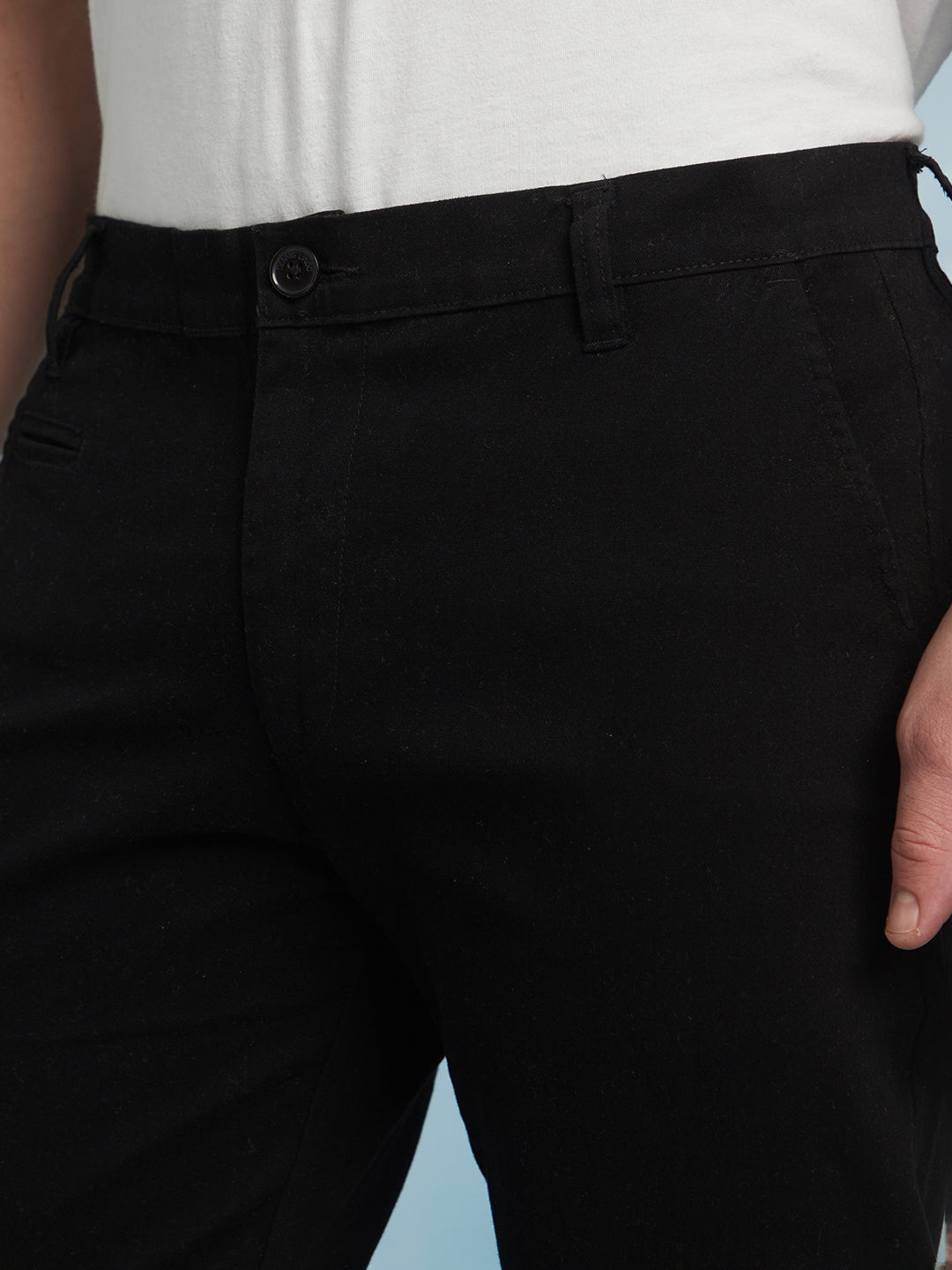 Men Black Straight Fit Chinos Trousers