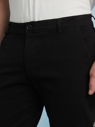 Men Black Straight Fit Chinos Trousers