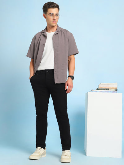 Men Black Solid Straight Fit Chinos