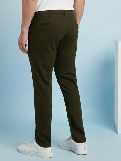 Men Olive Straight Fit Chinos Trousers