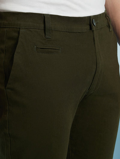 Men Olive Straight Fit Chinos Trousers
