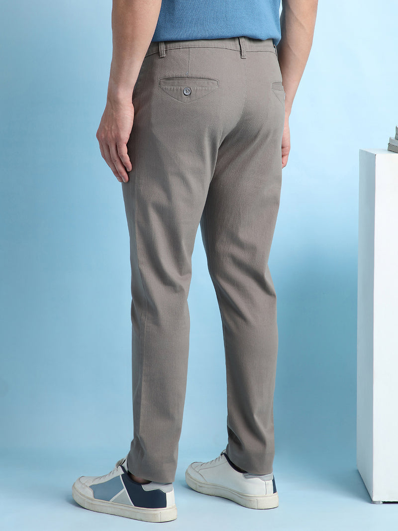 Men Solid Straight Fit Chinos Trousers