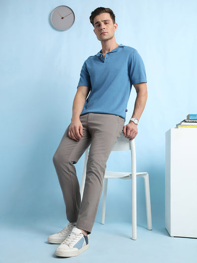 Men Solid Straight Fit Chinos Trousers