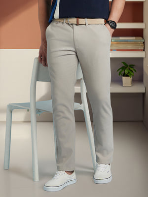 Men Grey Solid Straight fit Chinos Trousers