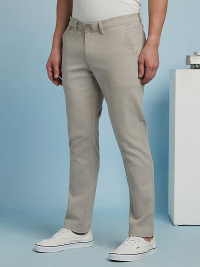 Men Grey Solid Straight fit Chinos Trousers