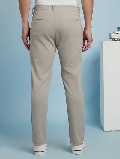 Men Grey Solid Straight fit Chinos Trousers
