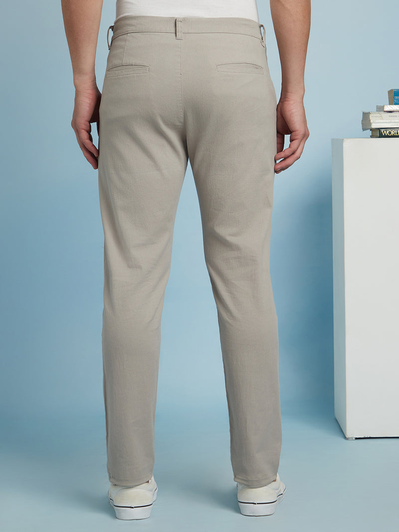 Men Grey Solid Straight fit Chinos Trousers